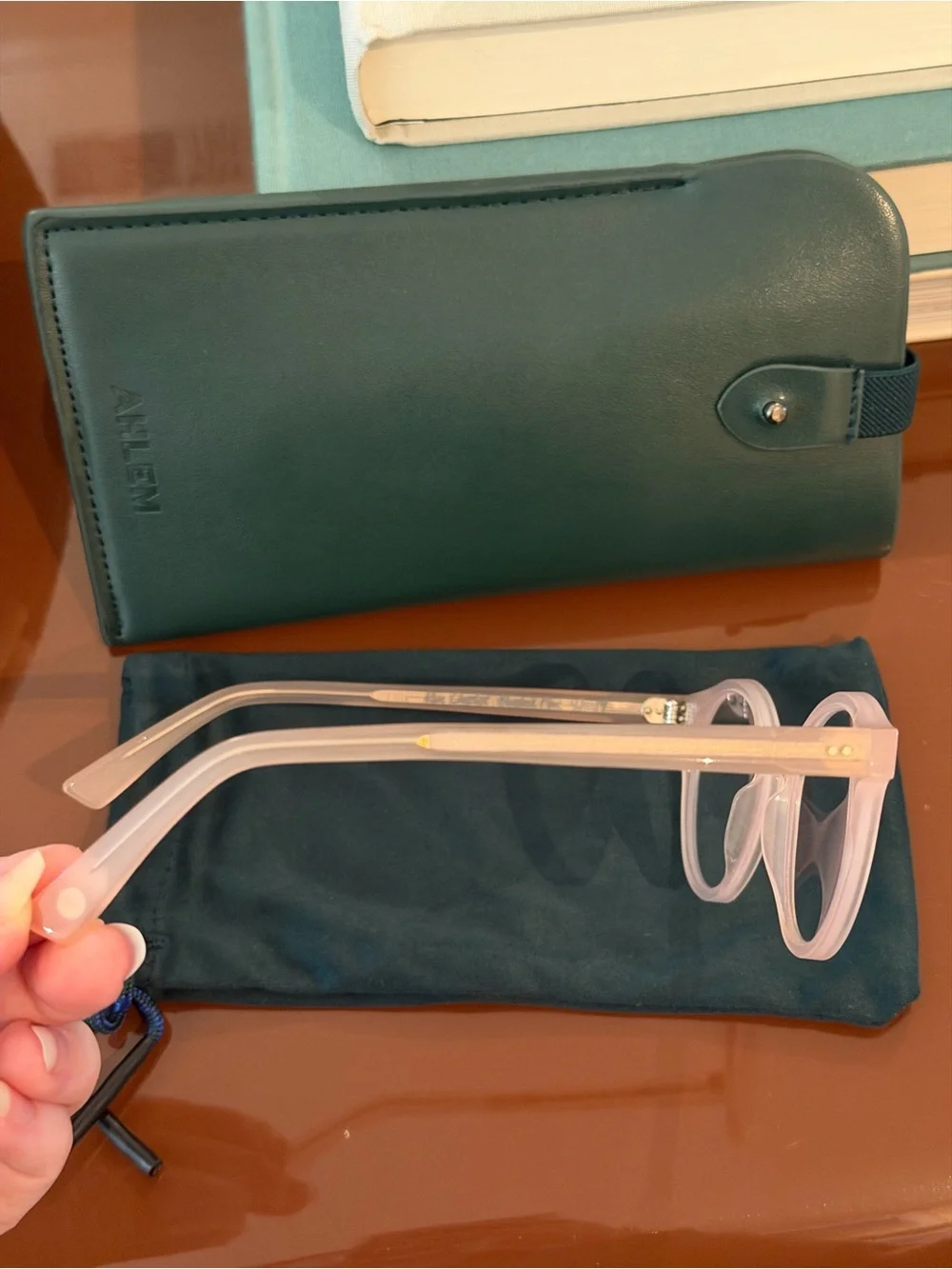 AHLEM Eyewear Rue Charlot Blushed Pink Blue Light Glasses + Sleeve + Case